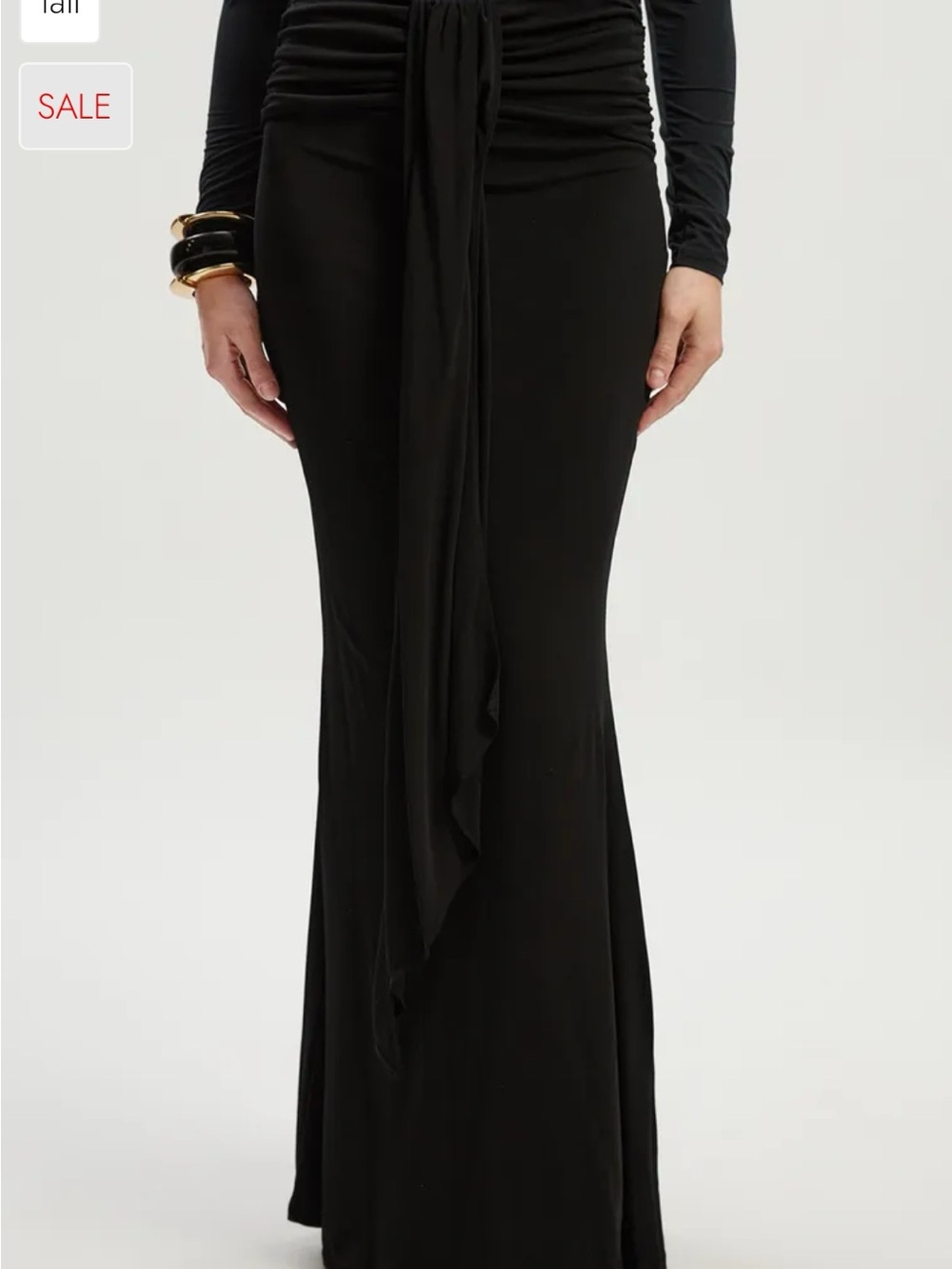 Karen Millen Black Maxi Skirt with Center Drape